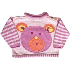 6-12m/70 Hanna Andersson Pink Bear Sweater